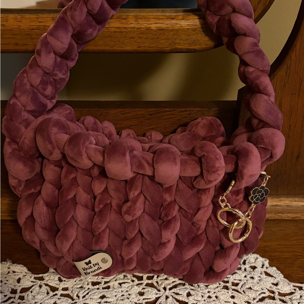 Burgundy Braided Women Bag